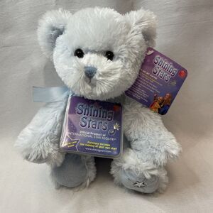 Russ Berrie Shining Stars 10" Blue Bear Plush with Sealed Code
